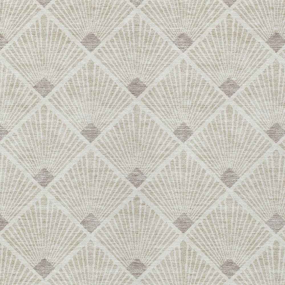 5' X 8' Beige And Ivory Geometric Washable Indoor Outdoor Area Rug