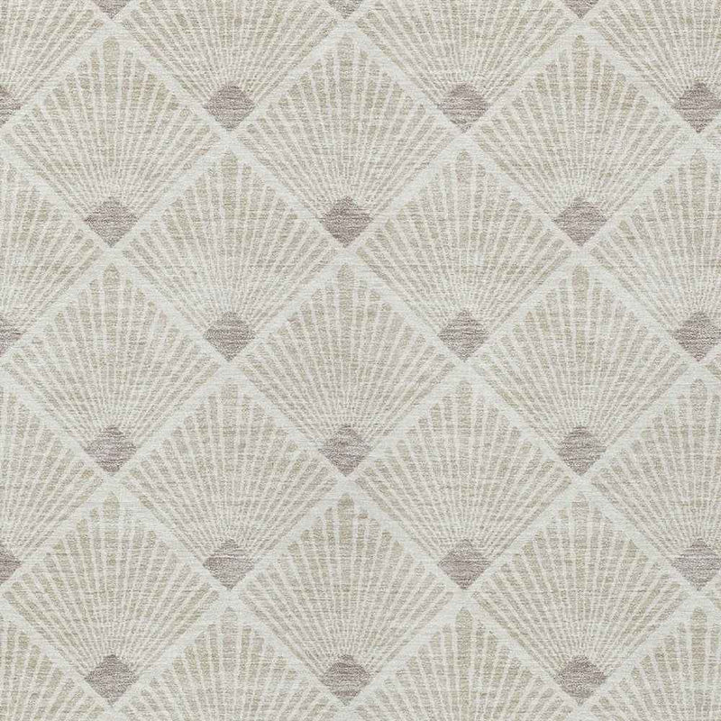 5' X 8' Beige And Ivory Geometric Washable Indoor Outdoor Area Rug