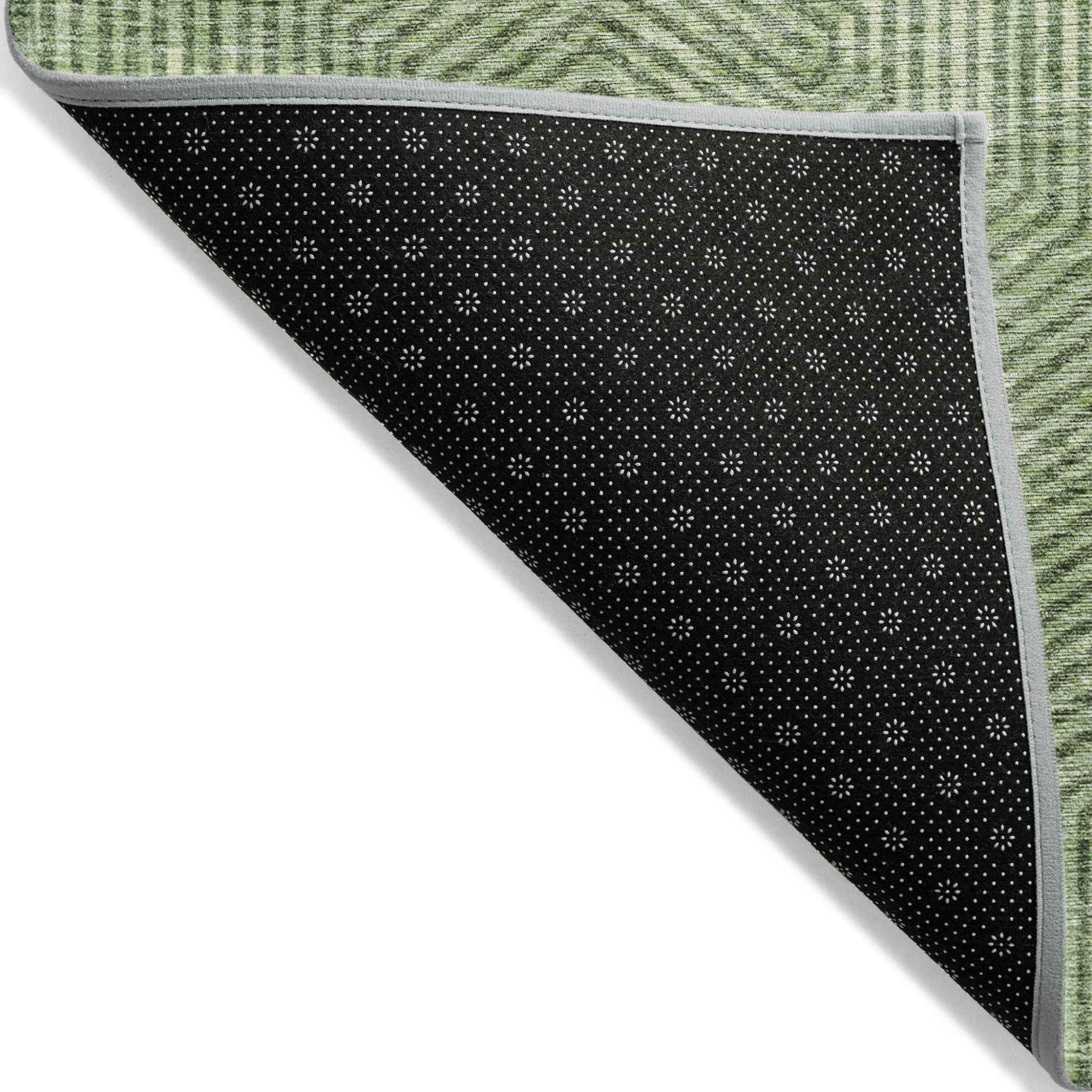 5' X 8' Green And Light Green Geometric Washable Indoor Outdoor Area Rug