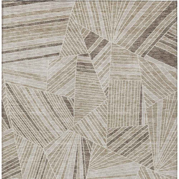 8' X 10' Beige Brown And Ivory Geometric Washable Indoor Outdoor Area Rug
