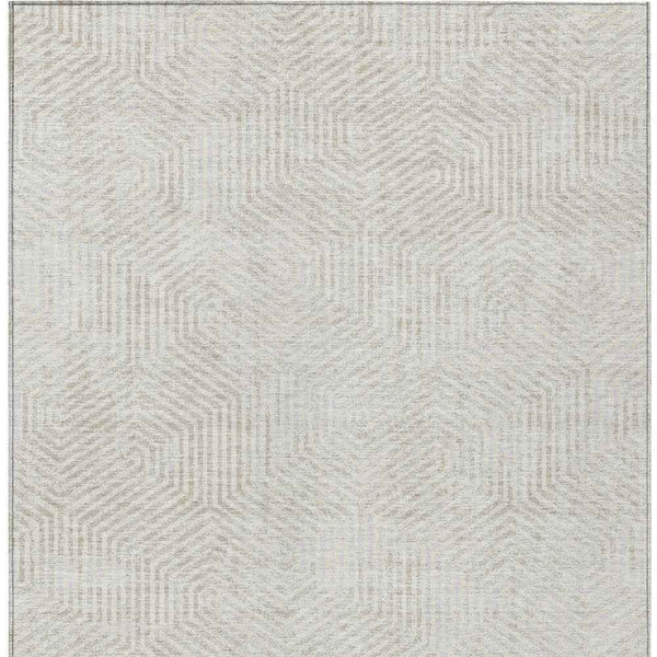 9' X 12' Ivory And Gray Geometric Washable Indoor Outdoor Area Rug