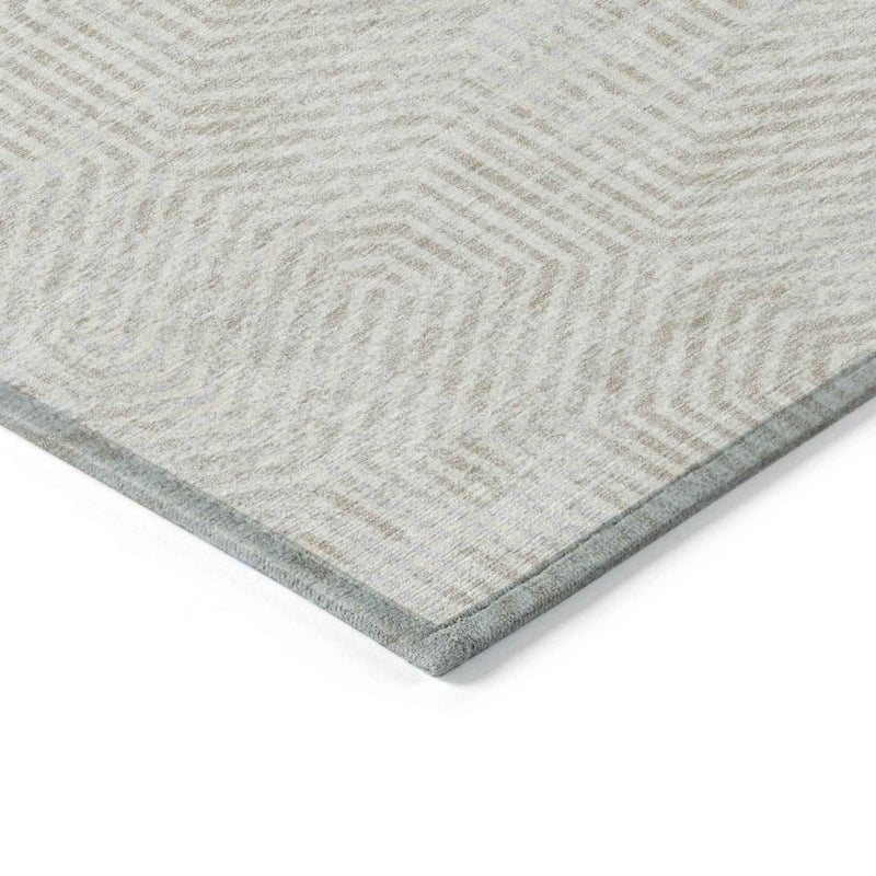 9' X 12' Ivory And Gray Geometric Washable Indoor Outdoor Area Rug