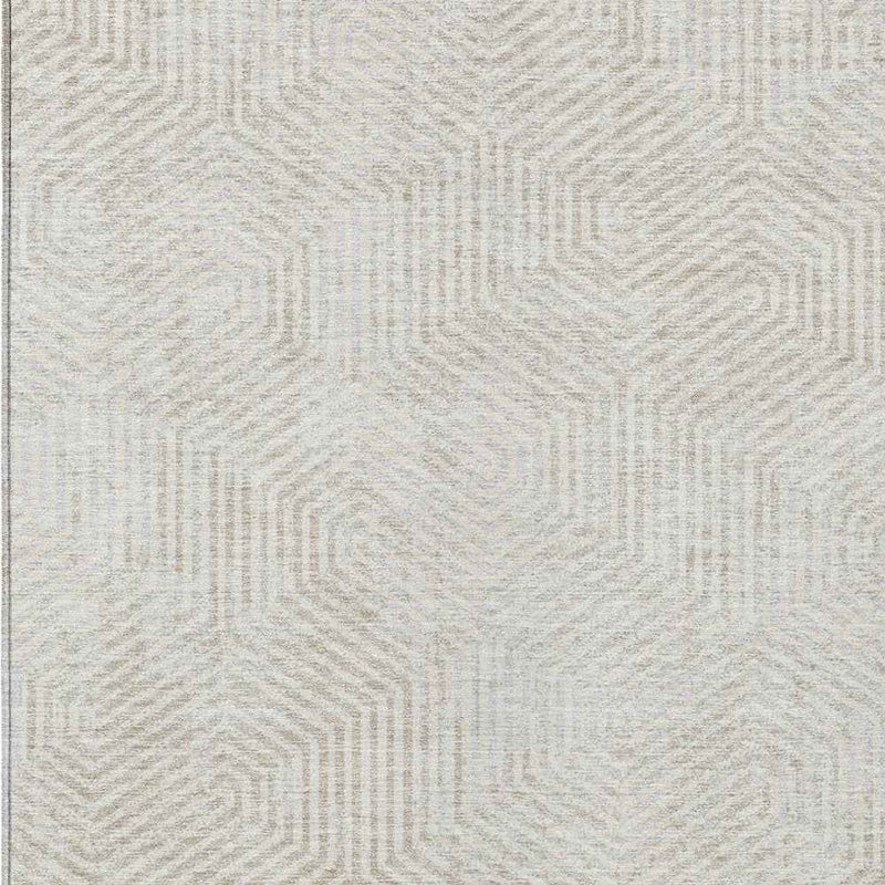 9' X 12' Ivory And Gray Geometric Washable Indoor Outdoor Area Rug