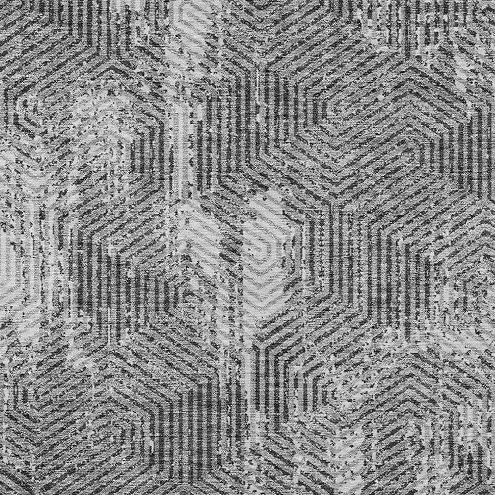 8' X 10' Gray And Charcoal Geometric Washable Indoor Outdoor Area Rug