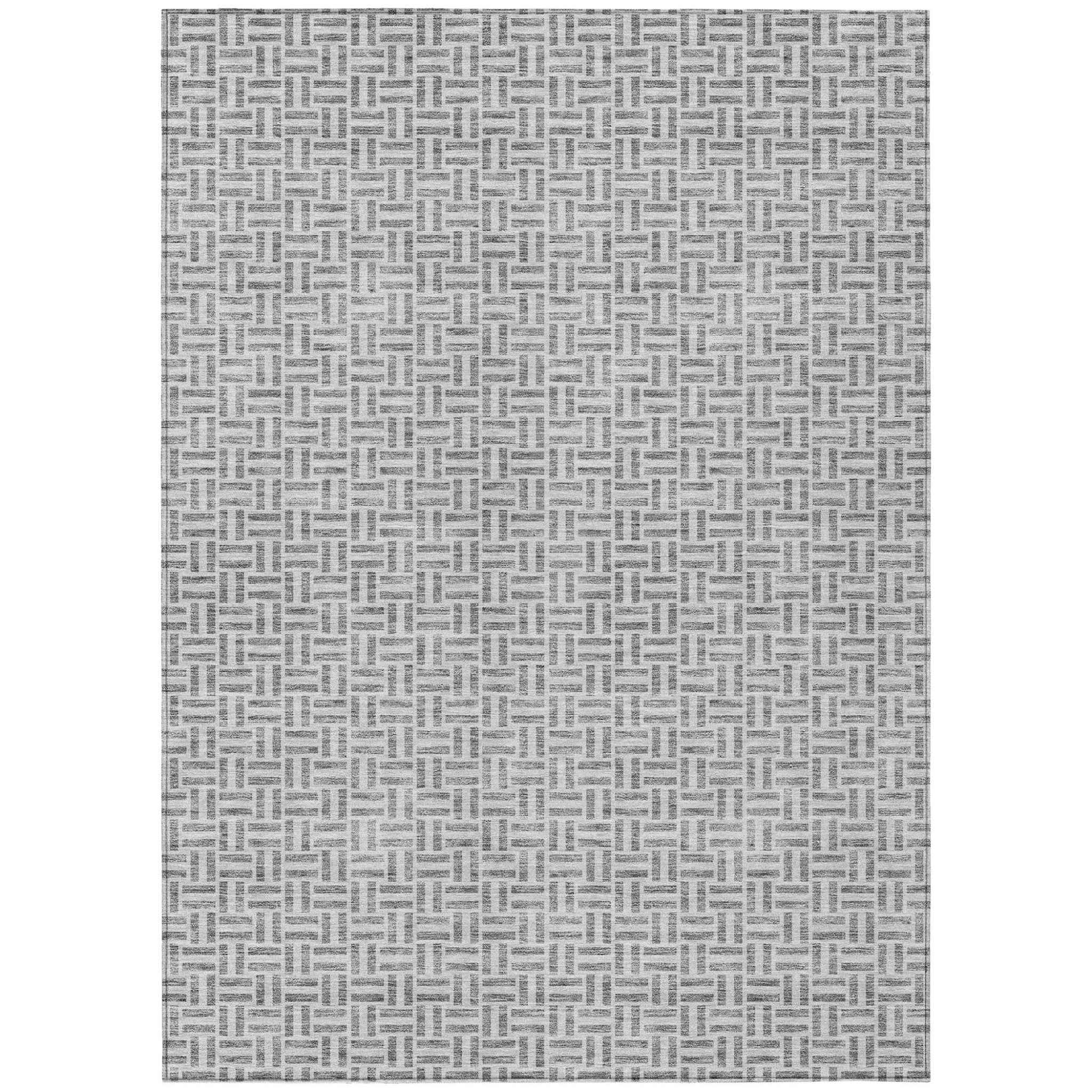 10' X 14' Gray And Silver Geometric Washable Indoor Outdoor Area Rug