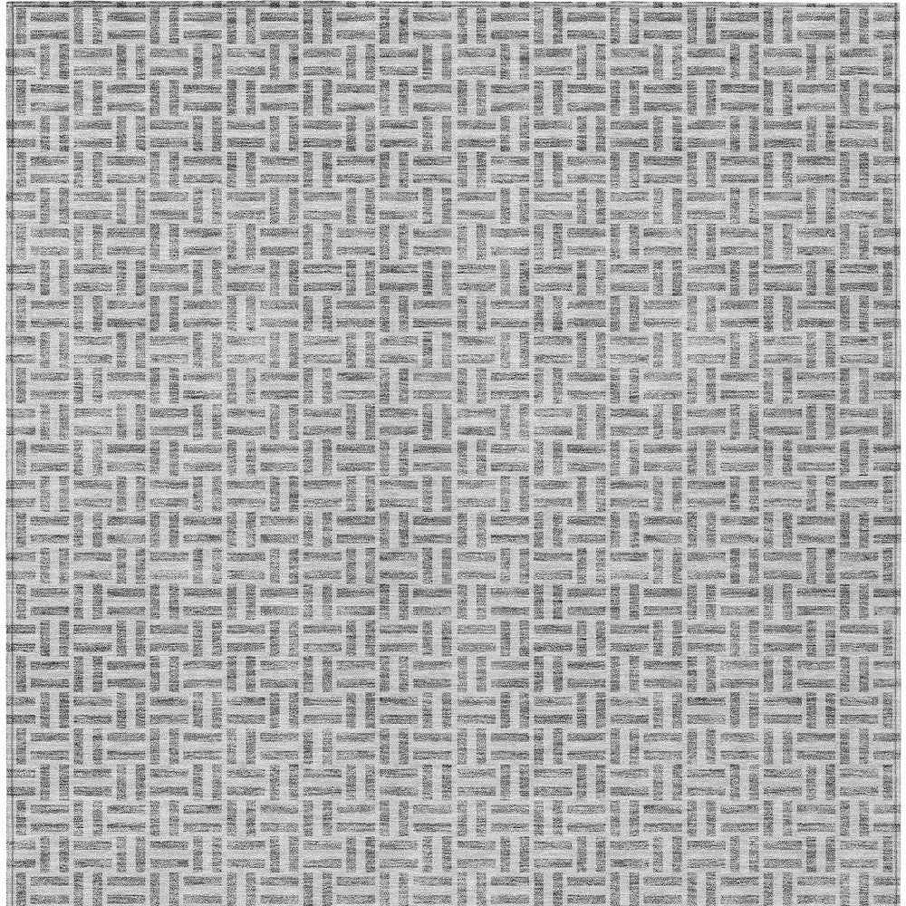 10' X 14' Gray And Silver Geometric Washable Indoor Outdoor Area Rug