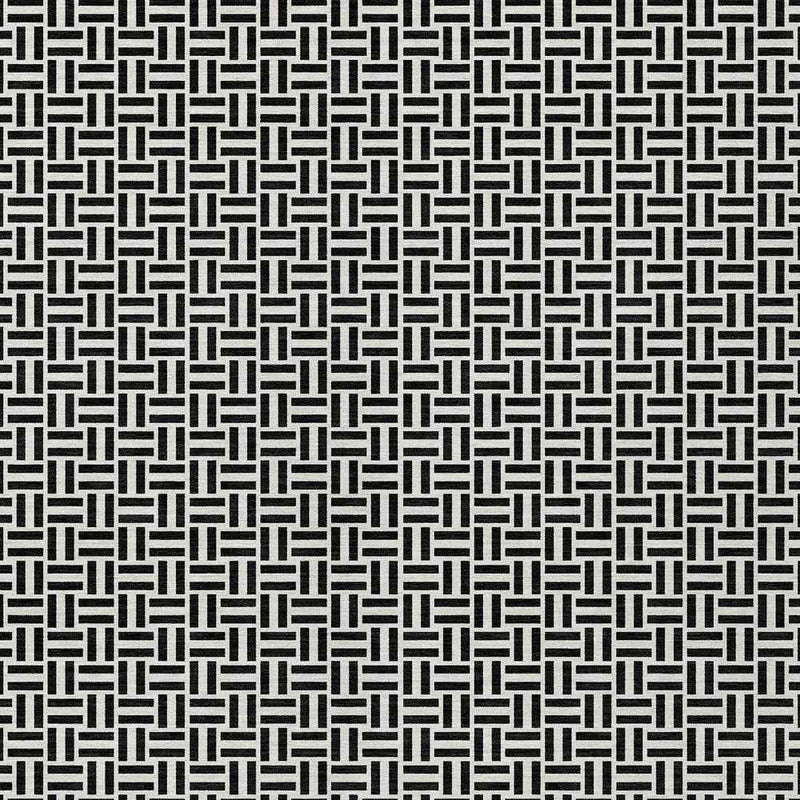 10' X 14' Black And Ivory Geometric Washable Indoor Outdoor Area Rug