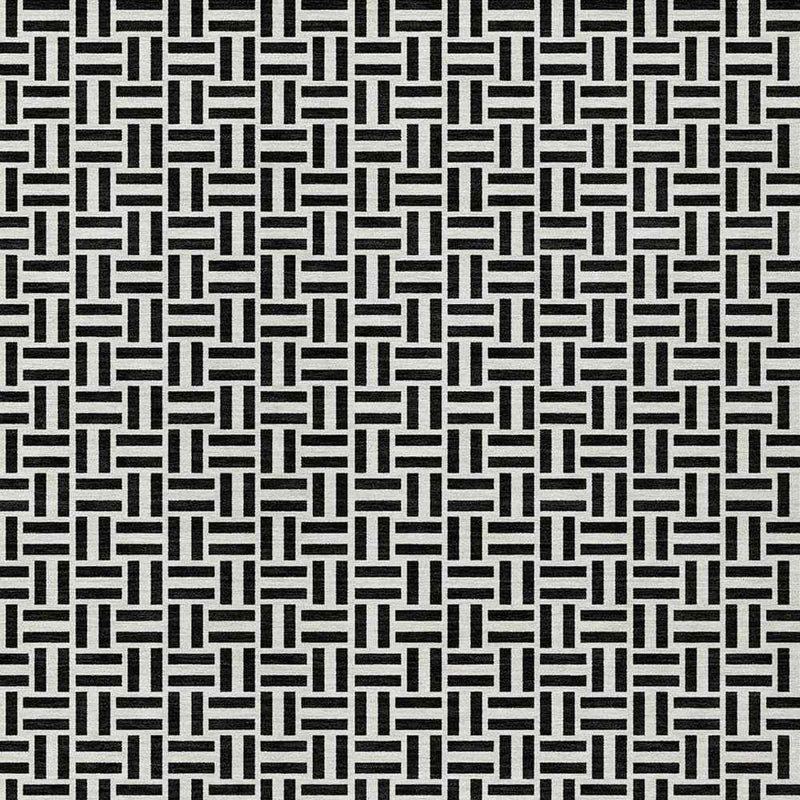 10' X 14' Black And Ivory Geometric Washable Indoor Outdoor Area Rug