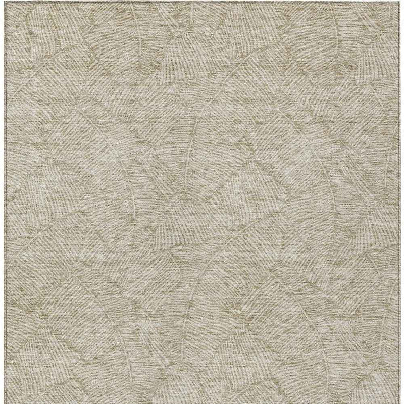 3' X 5' Taupe And Ivory Floral Washable Indoor Outdoor Area Rug