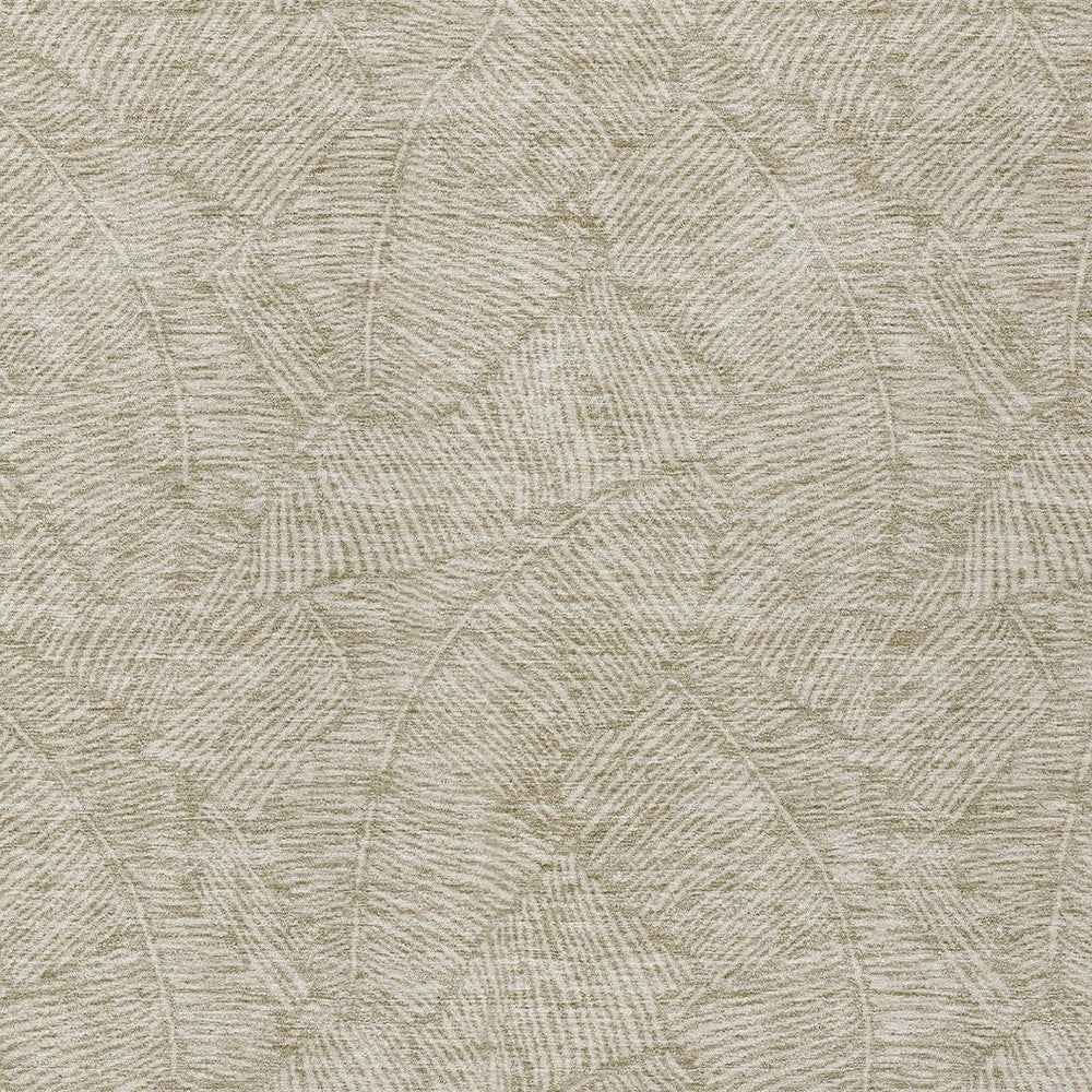 3' X 5' Taupe And Ivory Floral Washable Indoor Outdoor Area Rug