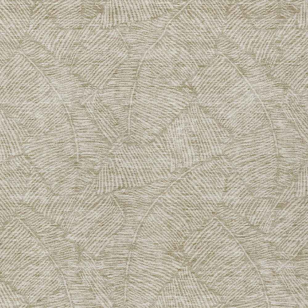10' X 14' Taupe And Ivory Floral Washable Indoor Outdoor Area Rug