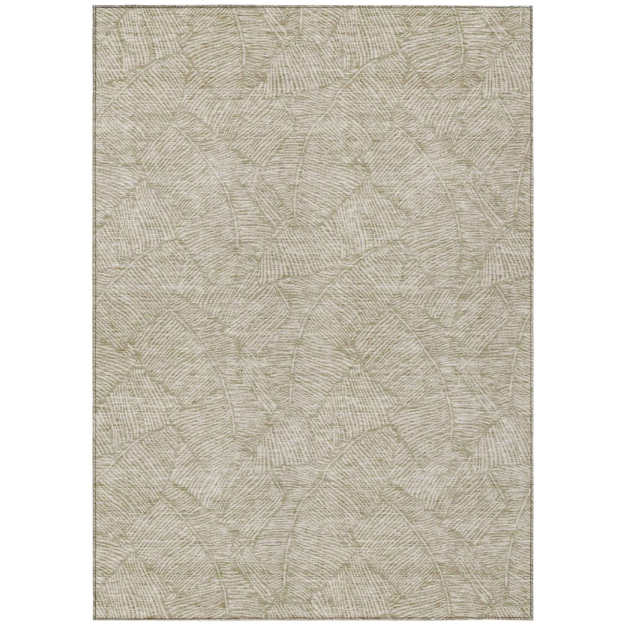 10' X 14' Taupe And Ivory Floral Washable Indoor Outdoor Area Rug