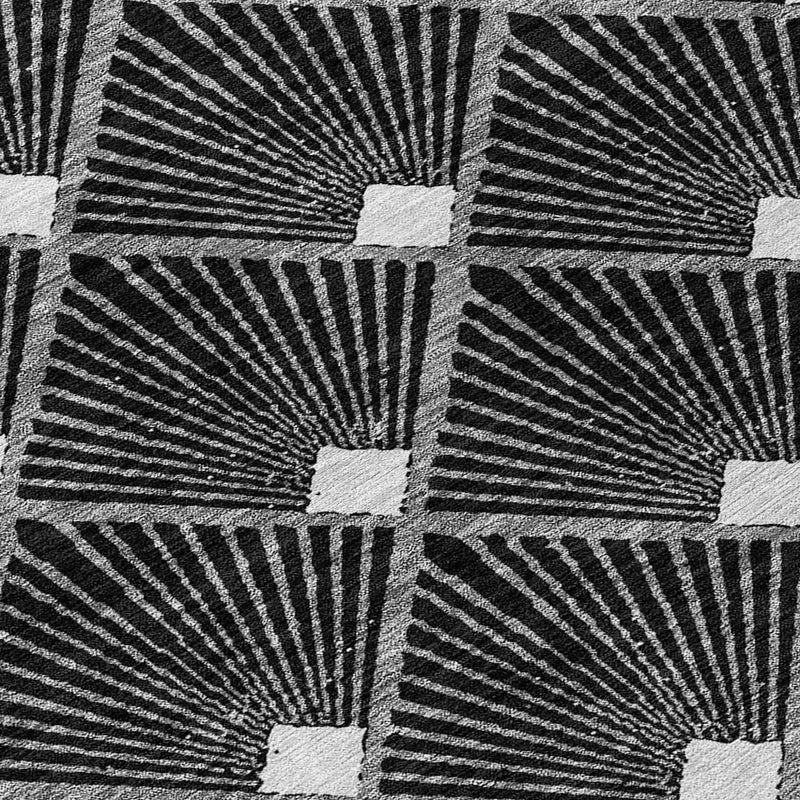 5' X 8' Black Gray And Ivory Geometric Washable Indoor Outdoor Area Rug