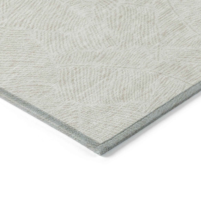 5' X 8' Ivory And Beige Floral Washable Indoor Outdoor Area Rug