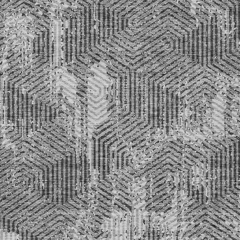 5' X 8' Gray And Charcoal Geometric Washable Indoor Outdoor Area Rug