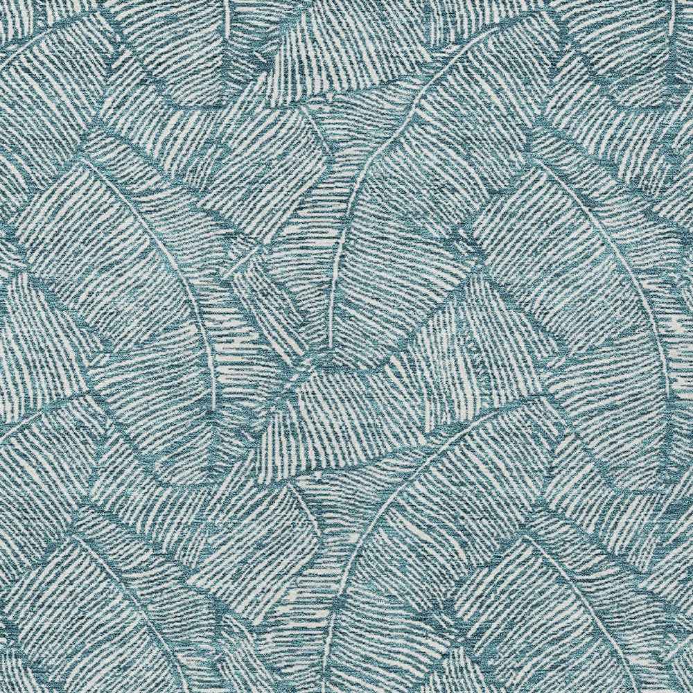 3' X 5' Teal Blue And Ivory Floral Washable Indoor Outdoor Area Rug
