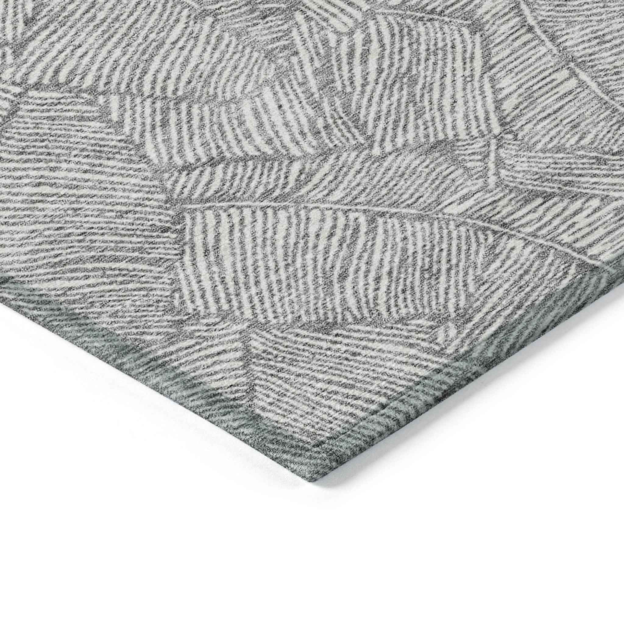 8' X 10' Gray And Ivory Floral Washable Indoor Outdoor Area Rug