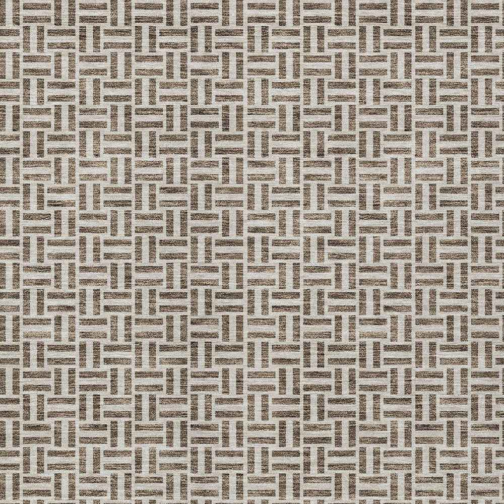 5' X 8' Brown And Beige Geometric Washable Indoor Outdoor Area Rug