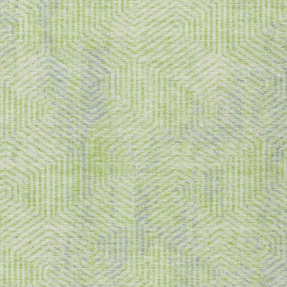8' X 10' Lime Green Gray And Ivory Geometric Washable Indoor Outdoor Area Rug