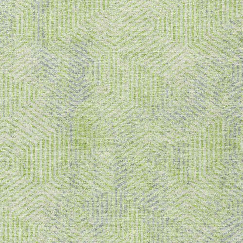 8' X 10' Lime Green Gray And Ivory Geometric Washable Indoor Outdoor Area Rug