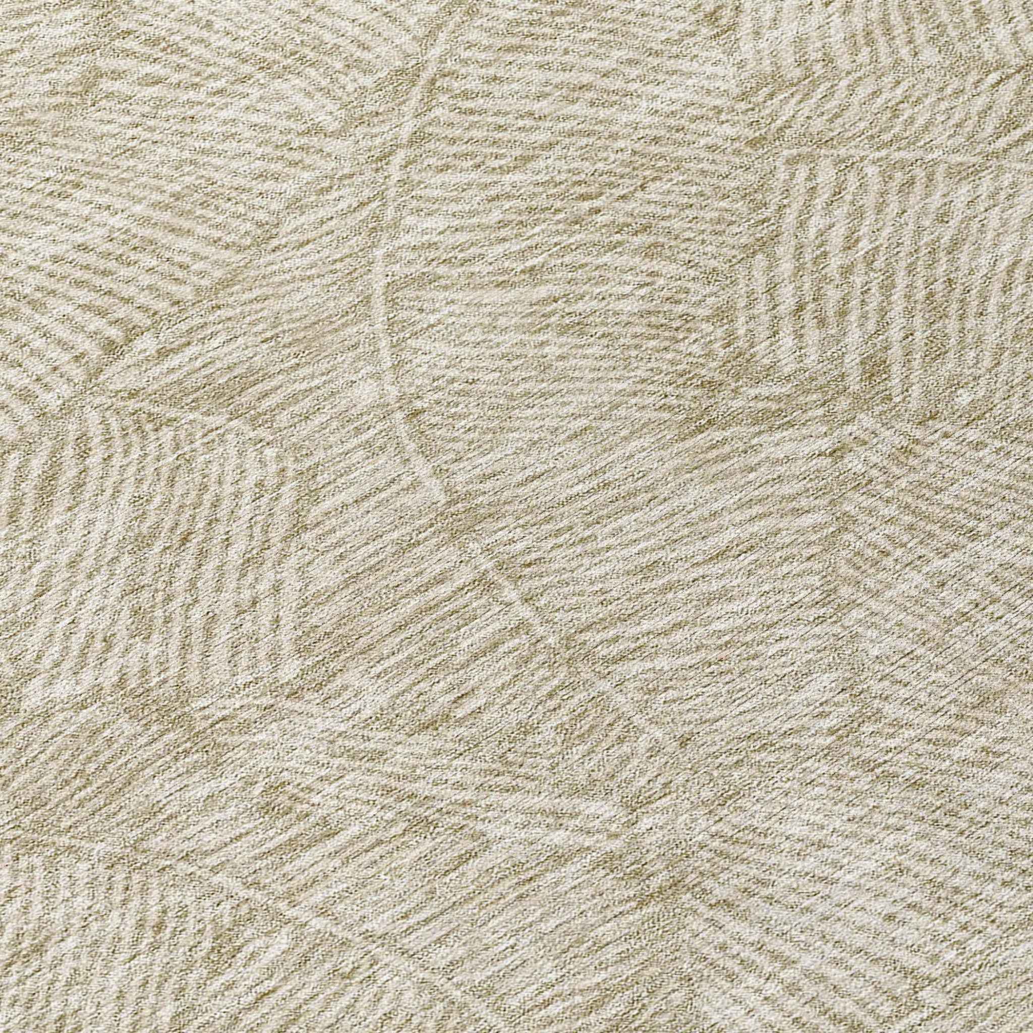 8' Taupe And Ivory Round Floral Washable Indoor Outdoor Area Rug