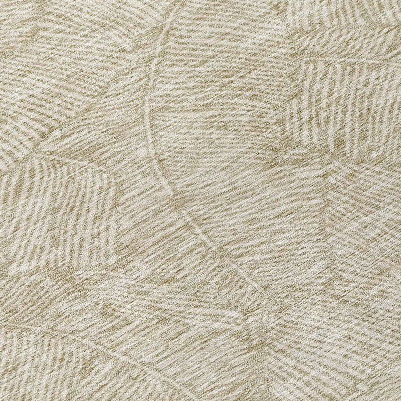 8' Taupe And Ivory Round Floral Washable Indoor Outdoor Area Rug