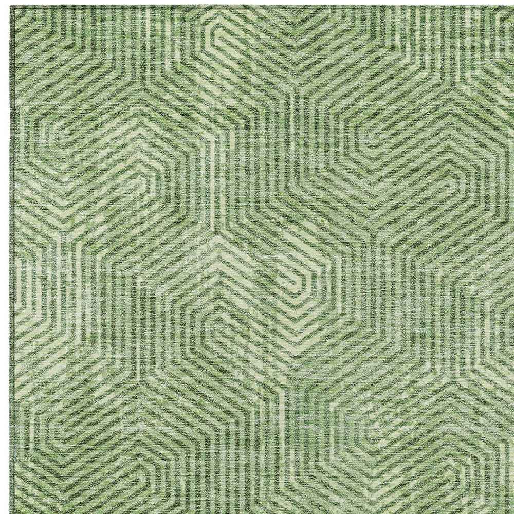 10' X 14' Green And Light Green Geometric Washable Indoor Outdoor Area Rug