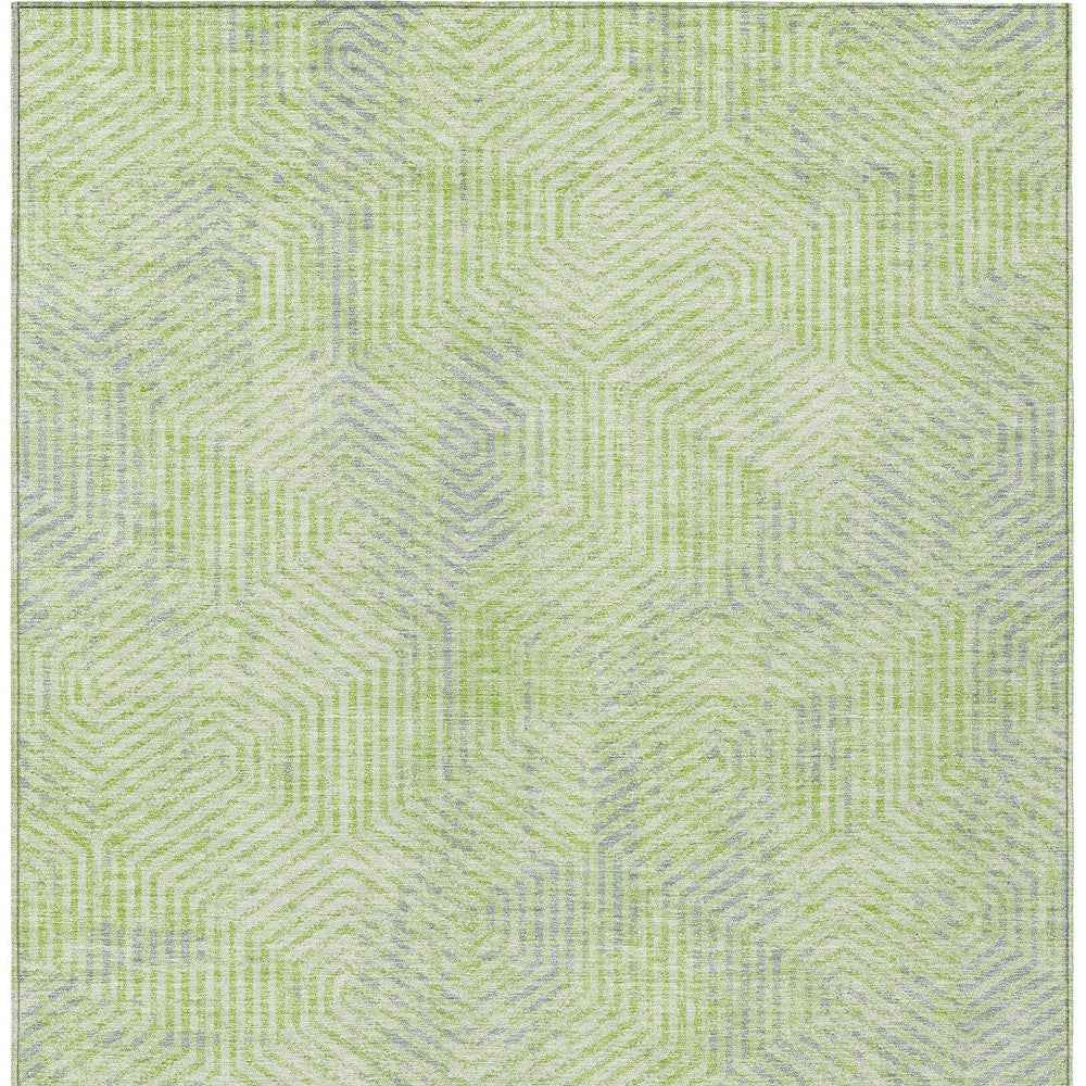 9' X 12' Lime Green Gray And Ivory Geometric Washable Indoor Outdoor Area Rug