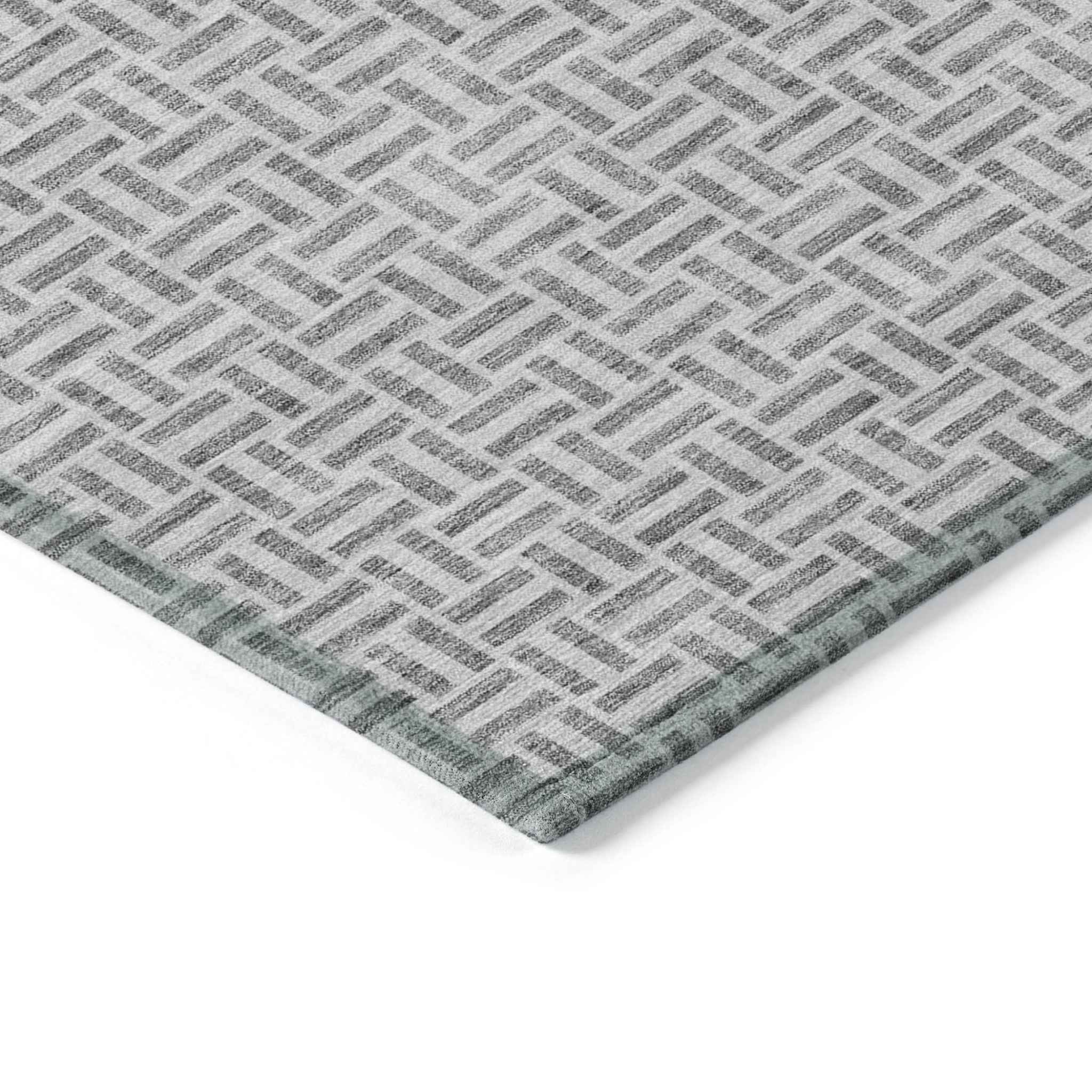 8' X 10' Gray And Silver Geometric Washable Indoor Outdoor Area Rug