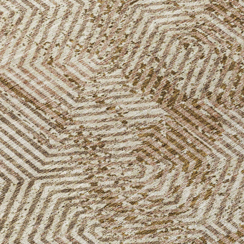 10' X 14' Brown And Beige Geometric Washable Indoor Outdoor Area Rug