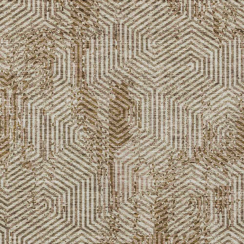 10' X 14' Brown And Beige Geometric Washable Indoor Outdoor Area Rug