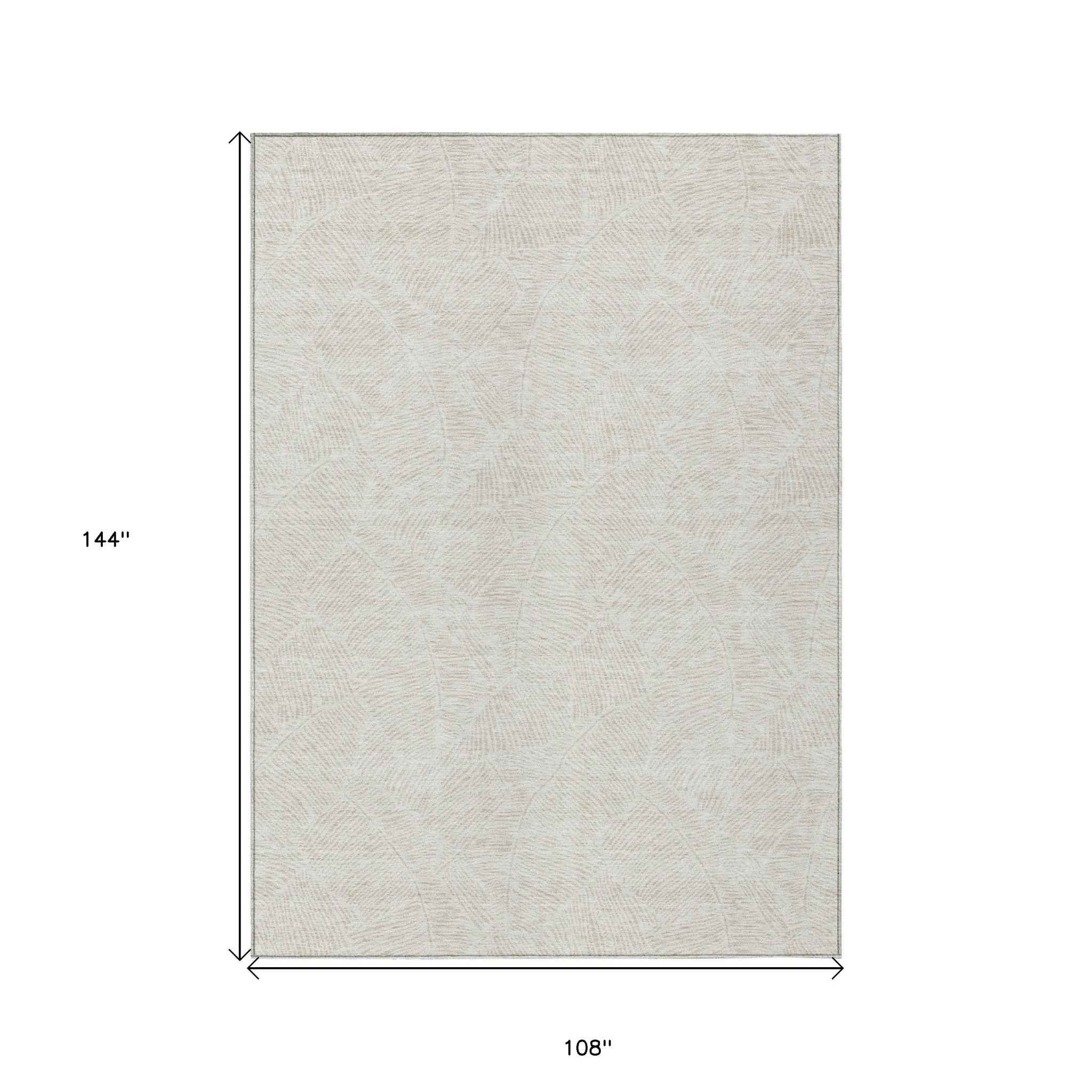 9' X 12' Ivory And Beige Floral Washable Indoor Outdoor Area Rug