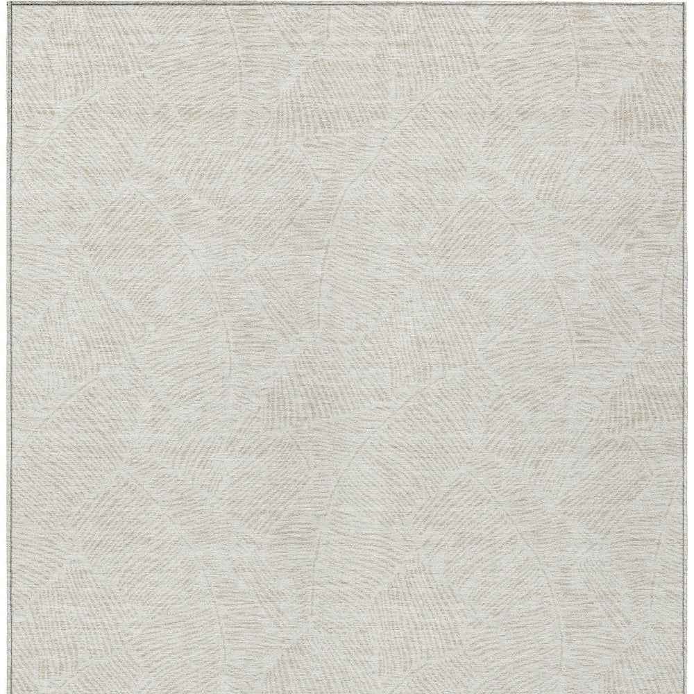 9' X 12' Ivory And Beige Floral Washable Indoor Outdoor Area Rug