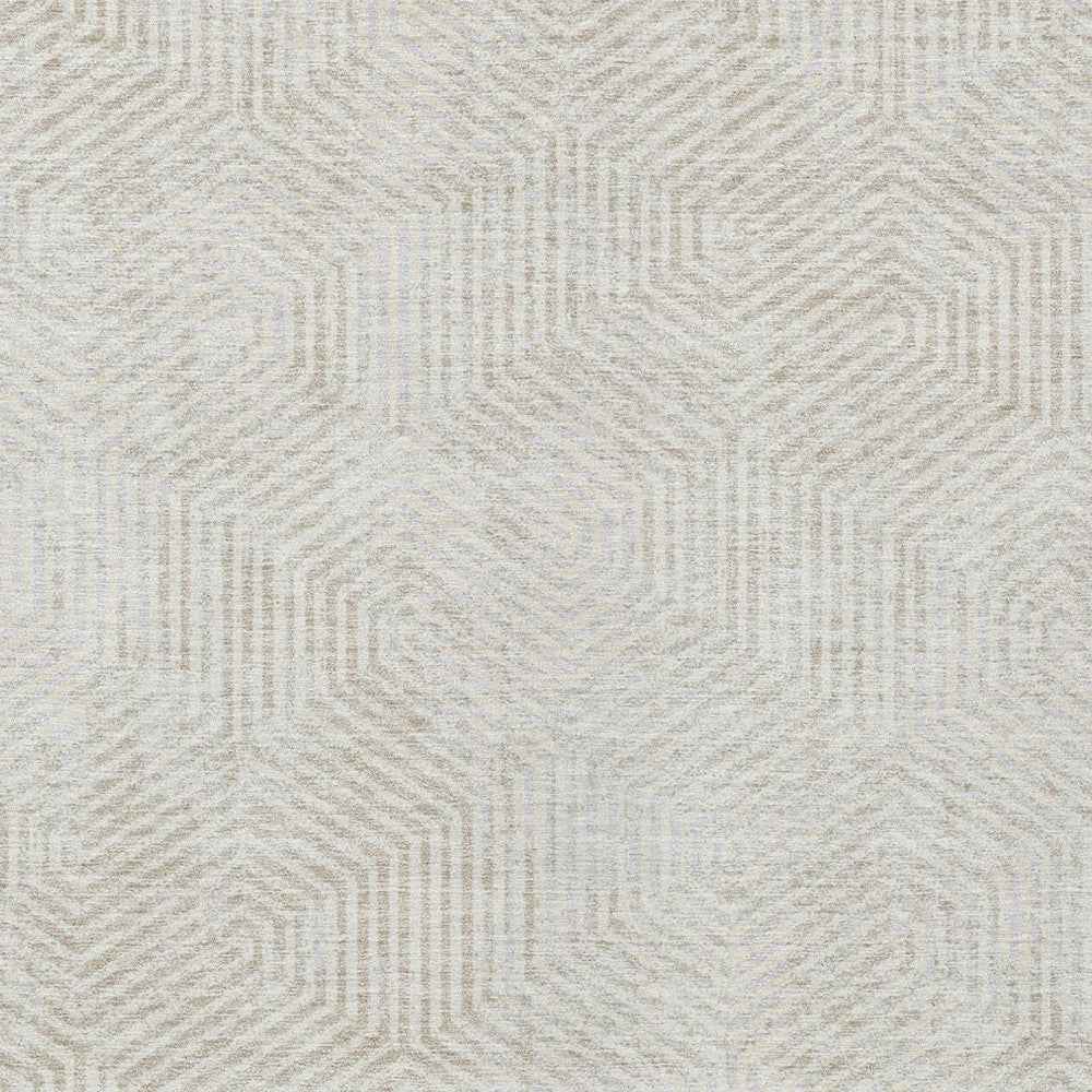 10' X 14' Ivory And Gray Geometric Washable Indoor Outdoor Area Rug