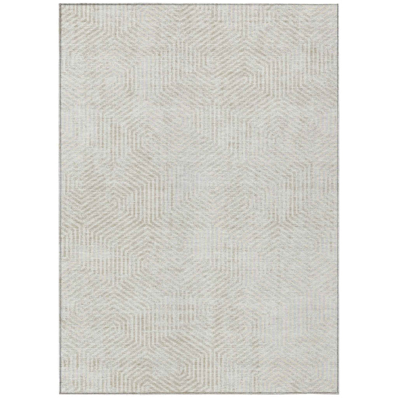 10' X 14' Ivory And Gray Geometric Washable Indoor Outdoor Area Rug