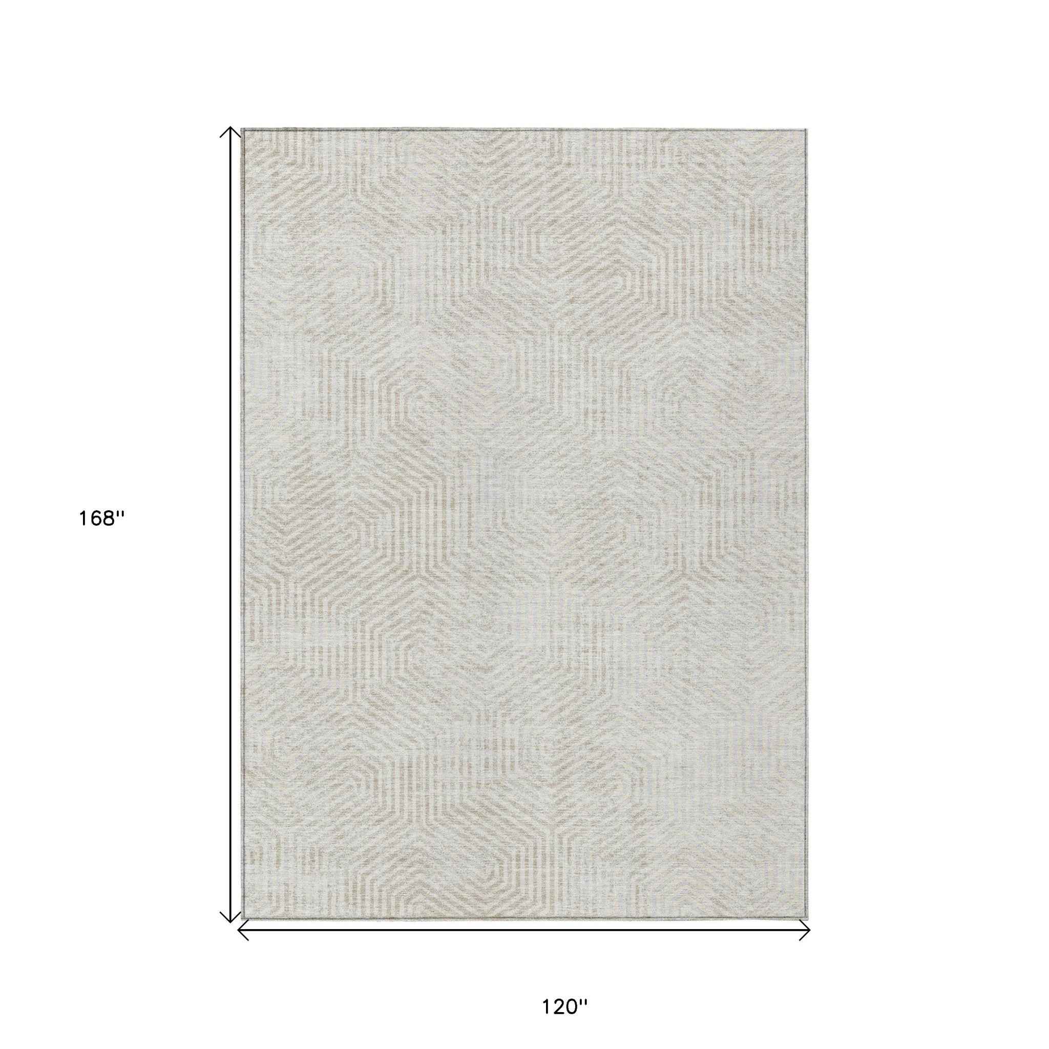 10' X 14' Ivory And Gray Geometric Washable Indoor Outdoor Area Rug