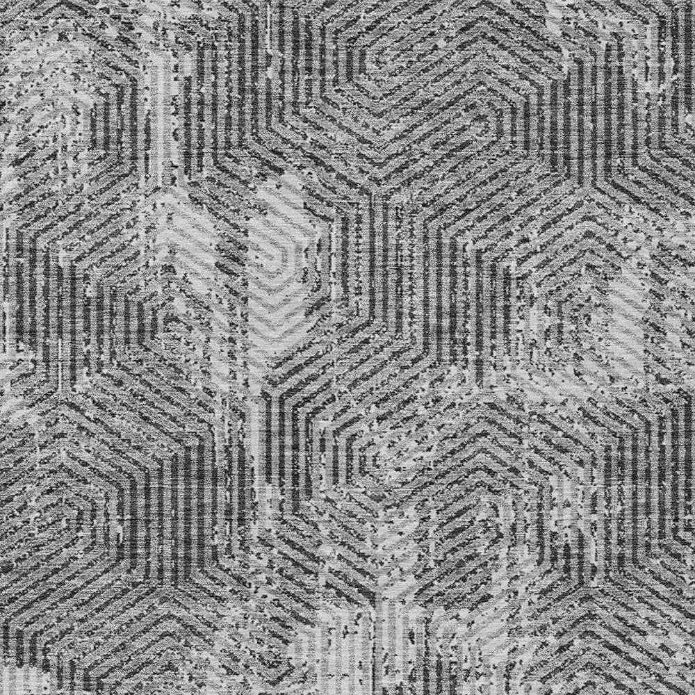 3' X 5' Gray And Charcoal Geometric Washable Indoor Outdoor Area Rug