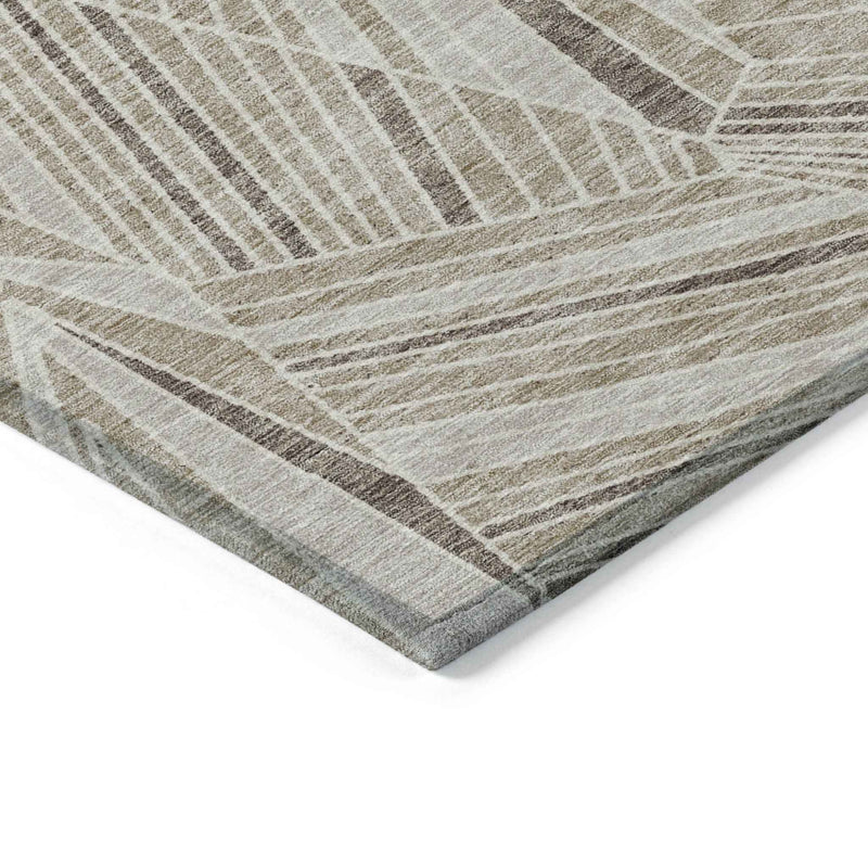 9' X 12' Beige Brown And Ivory Geometric Washable Indoor Outdoor Area Rug