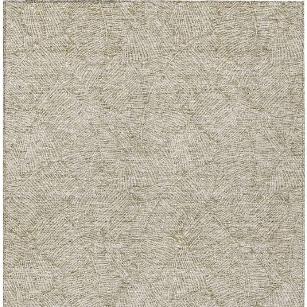 8' X 10' Taupe And Ivory Floral Washable Indoor Outdoor Area Rug