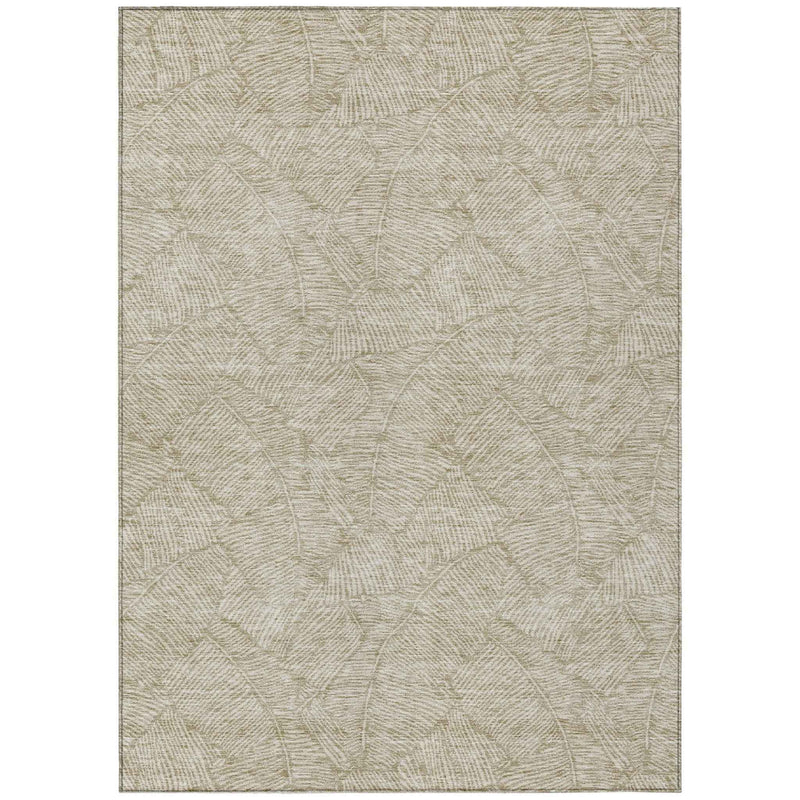 8' X 10' Taupe And Ivory Floral Washable Indoor Outdoor Area Rug