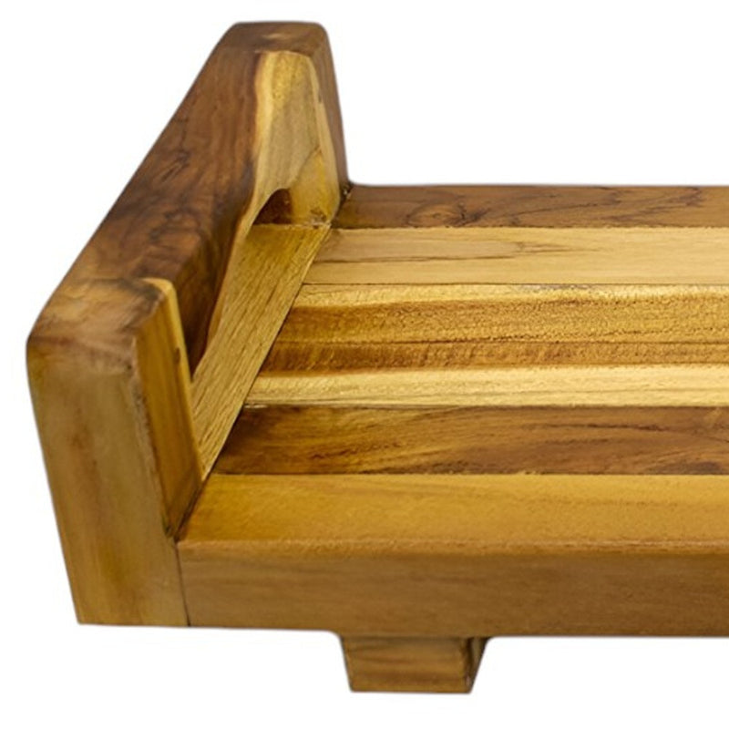 29" Natural Teak Bath Tray and Seat with Handles - Bed & Bath