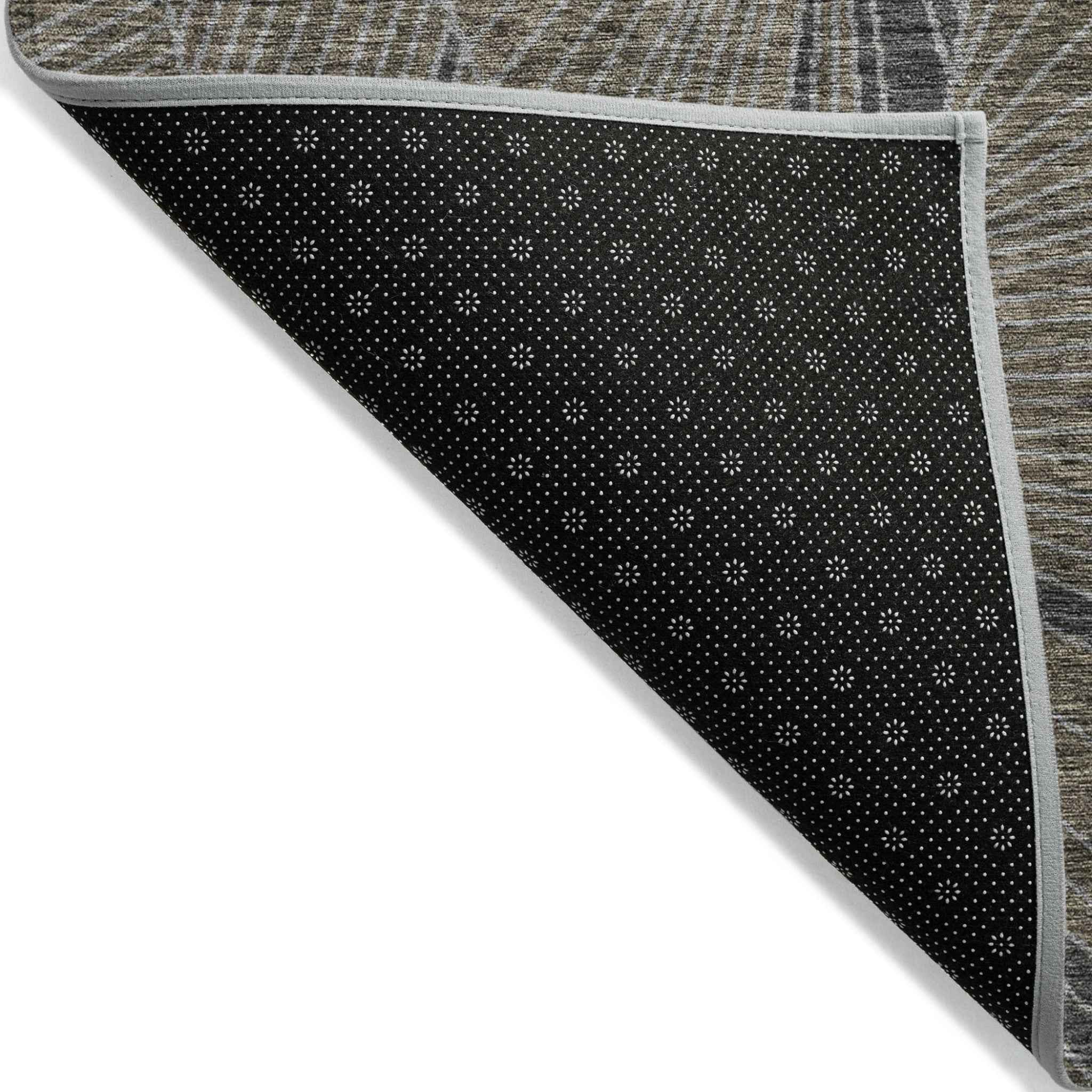 10' X 14' Brown Black And Gray Geometric Washable Indoor Outdoor Area Rug