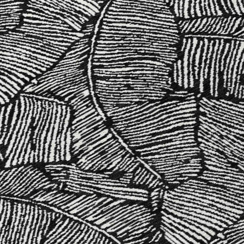 9' X 12' Black And Ivory Floral Washable Indoor Outdoor Area Rug