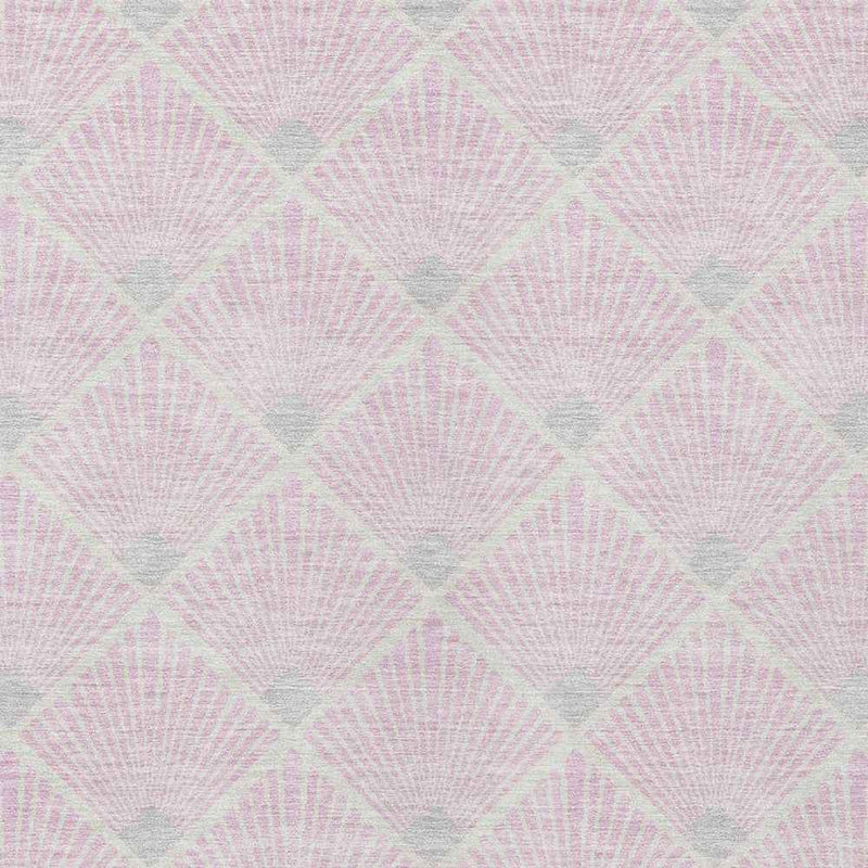 5' X 8' Pink Gray And Ivory Geometric Washable Indoor Outdoor Area Rug