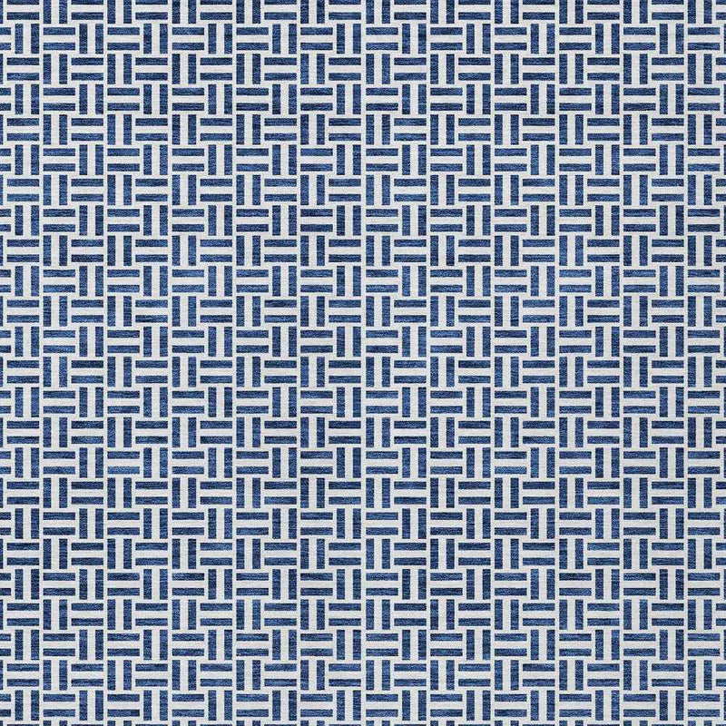 3' X 5' Navy Blue And Gray Geometric Washable Indoor Outdoor Area Rug