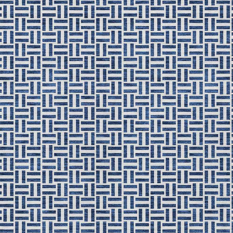 3' X 5' Navy Blue And Gray Geometric Washable Indoor Outdoor Area Rug