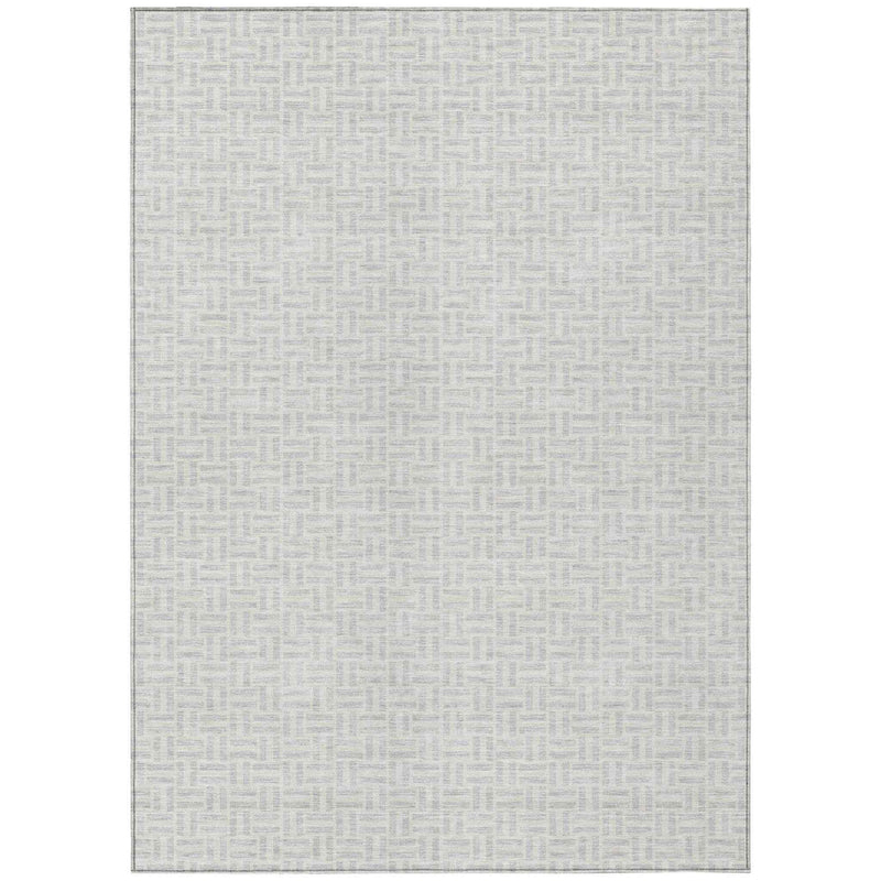 10' X 14' Silver And Gray Geometric Washable Indoor Outdoor Area Rug