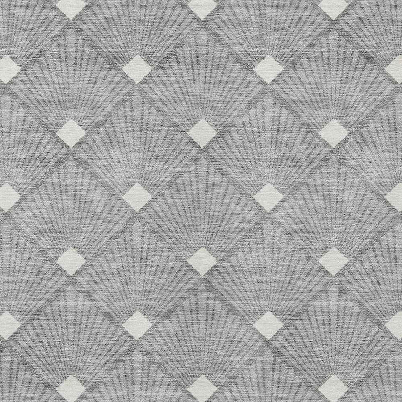 10' X 14' Gray And Ivory Geometric Washable Indoor Outdoor Area Rug