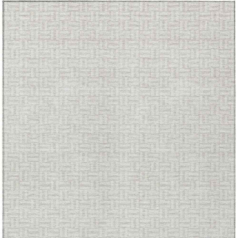 8' X 10' Ivory And Silver Geometric Washable Indoor Outdoor Area Rug