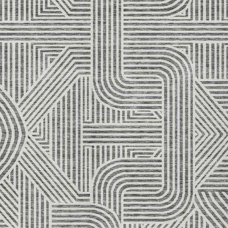 3' X 5' Gray And Ivory Abstract Washable Indoor Outdoor Area Rug